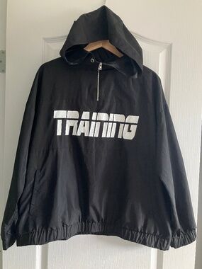 Forever 21 black hooded work-out windbreaker sie 1XL